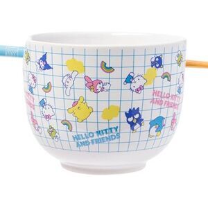 Hello Kitty Ceramic Ramen Bowl w/Chopsticks | Official Sanrio | NWT